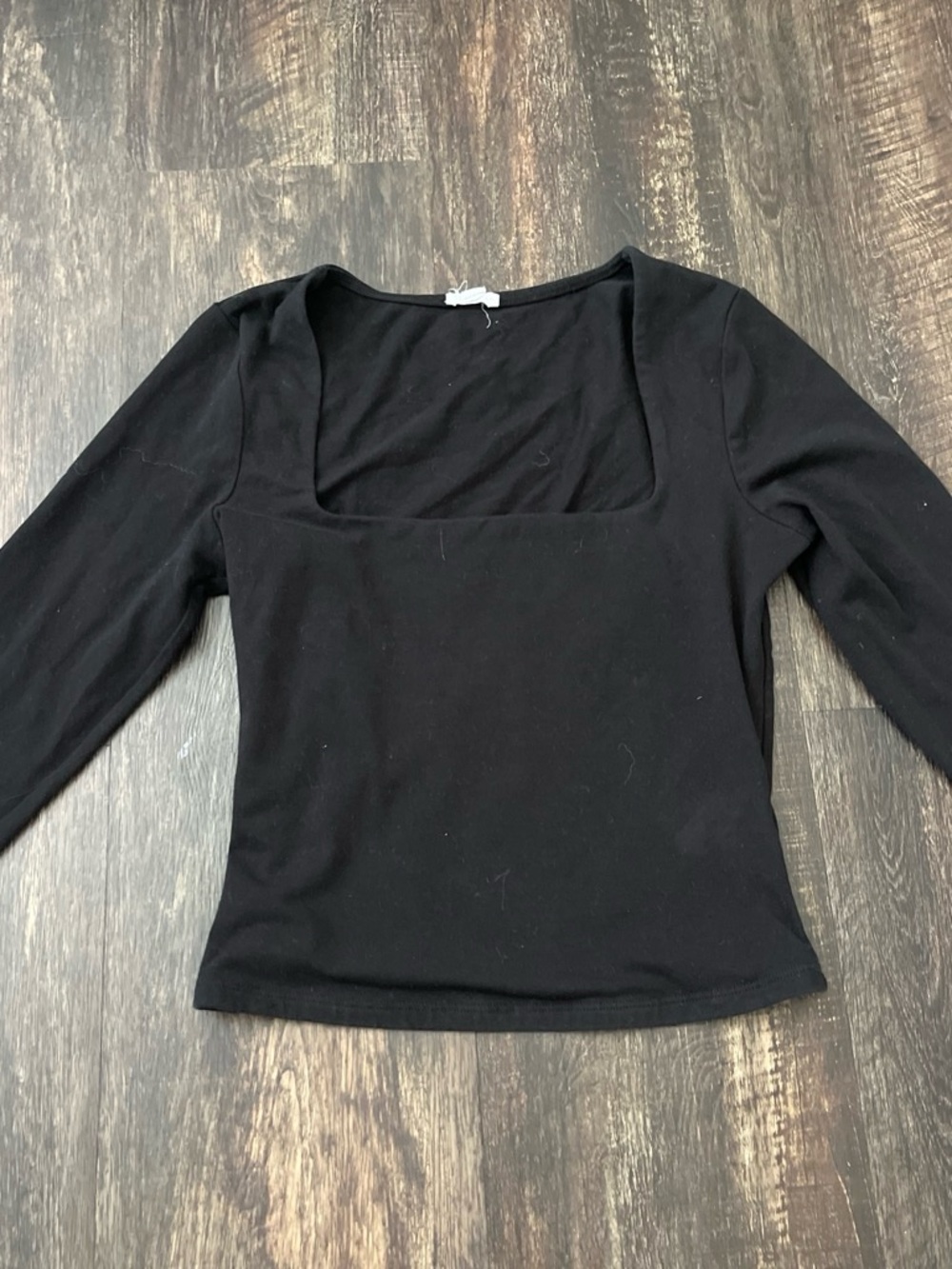 Garage Black Square Neck Long Sleeve Top